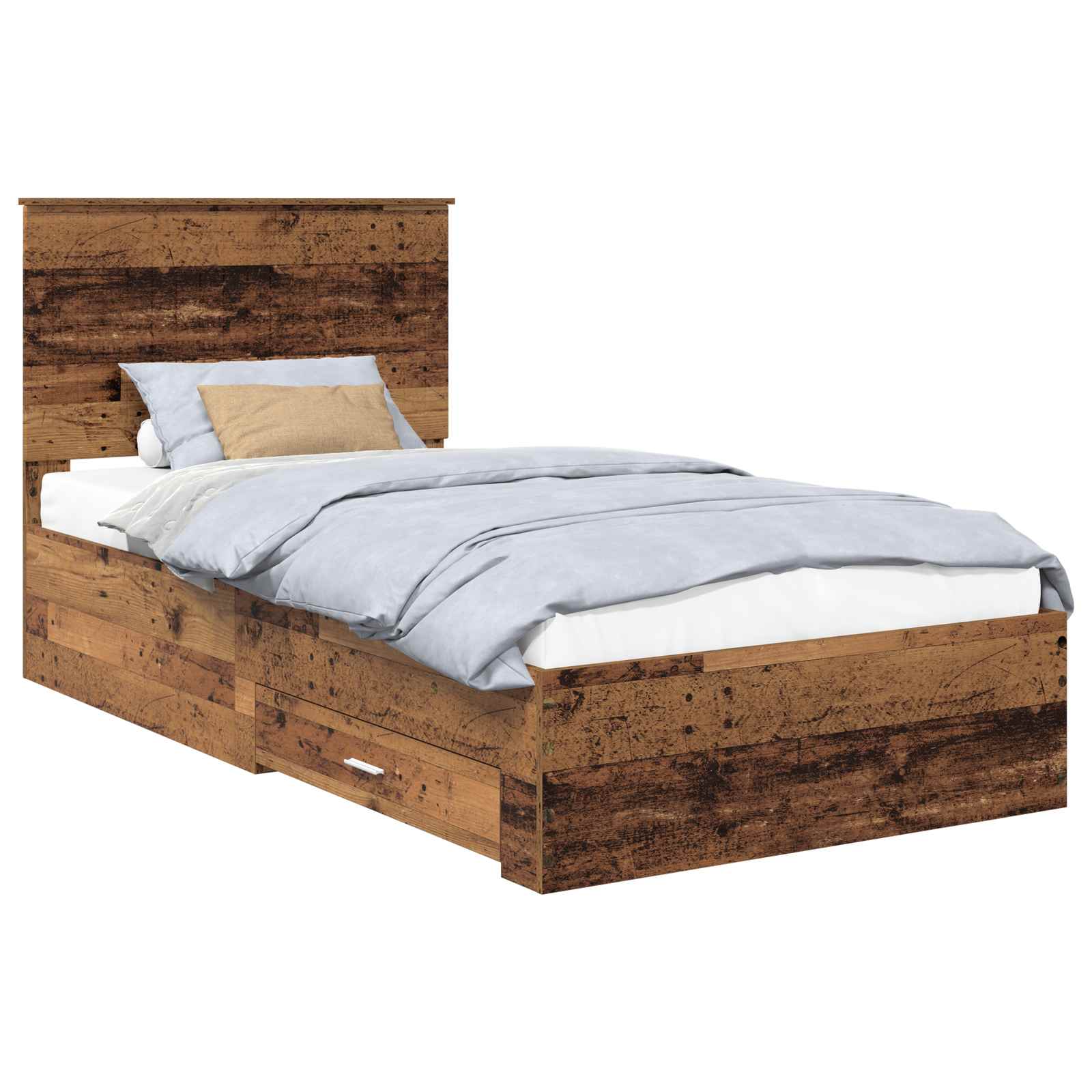 Bedframe met hoofdeinde Oudhout 100 x 200 cm Bewerkt hout