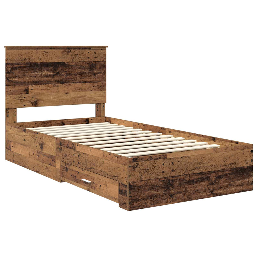 Bedframe met hoofdeinde Oudhout 100 x 200 cm Bewerkt hout