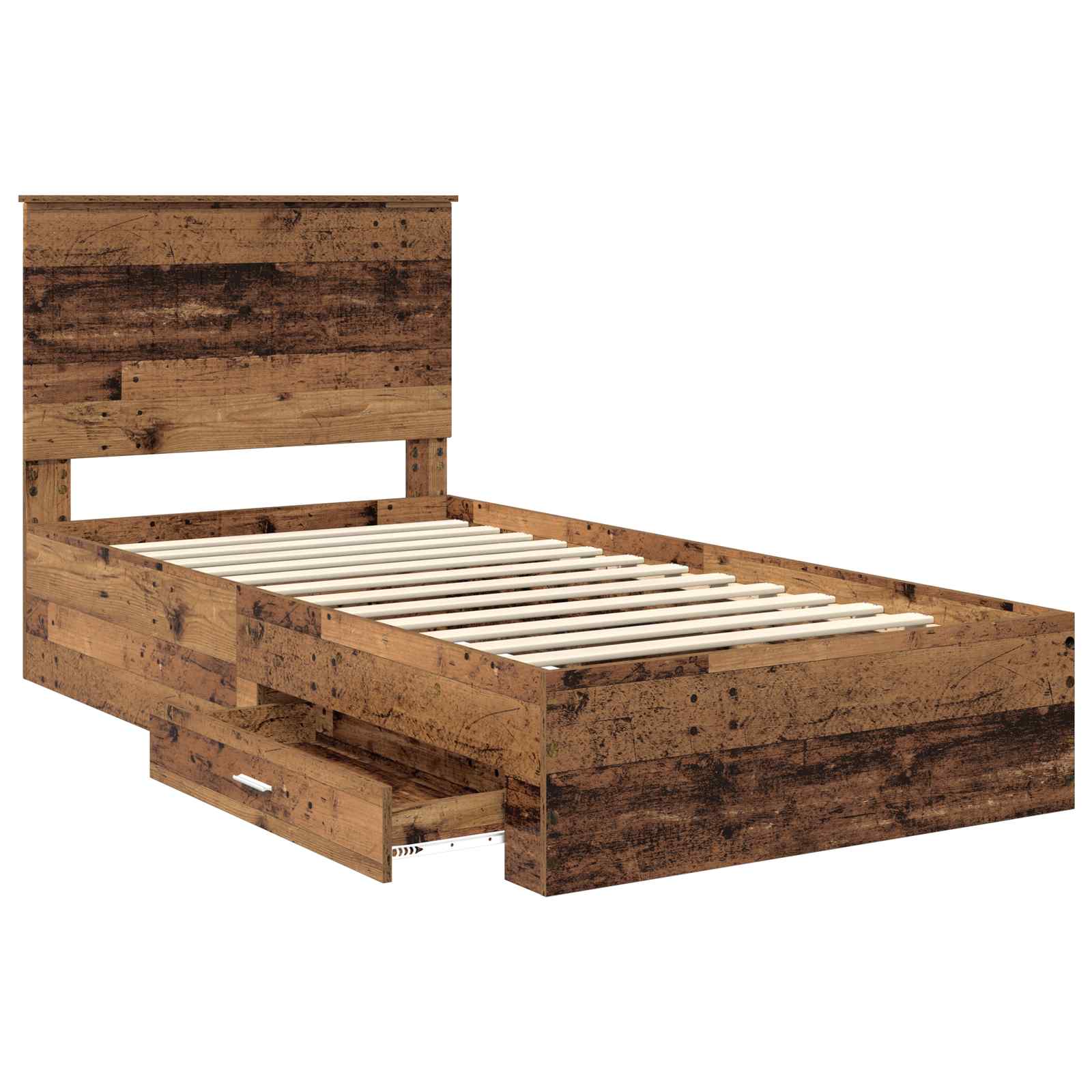 Bedframe met hoofdeinde Oudhout 100 x 200 cm Bewerkt hout