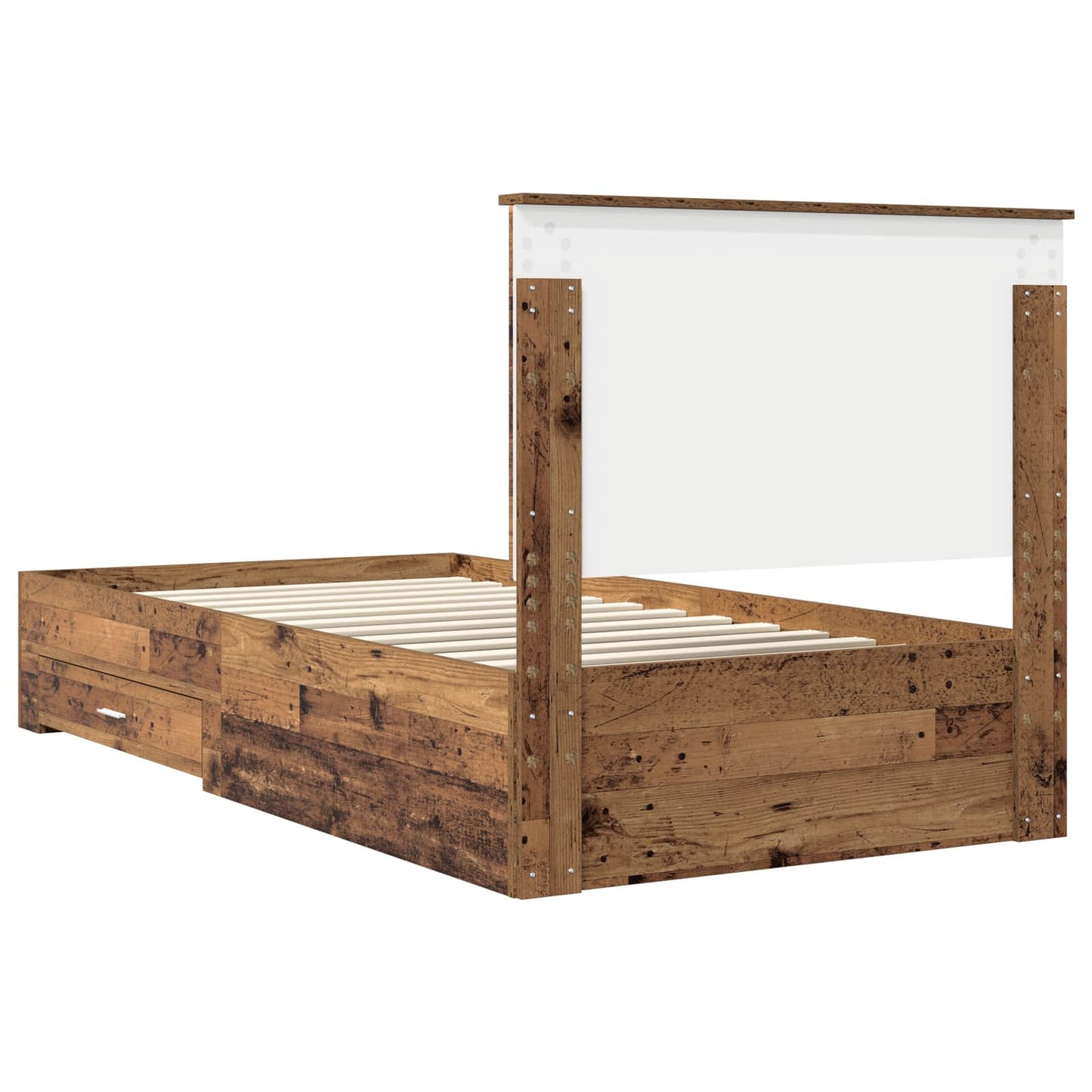 Bedframe met hoofdeinde Oudhout 100 x 200 cm Bewerkt hout