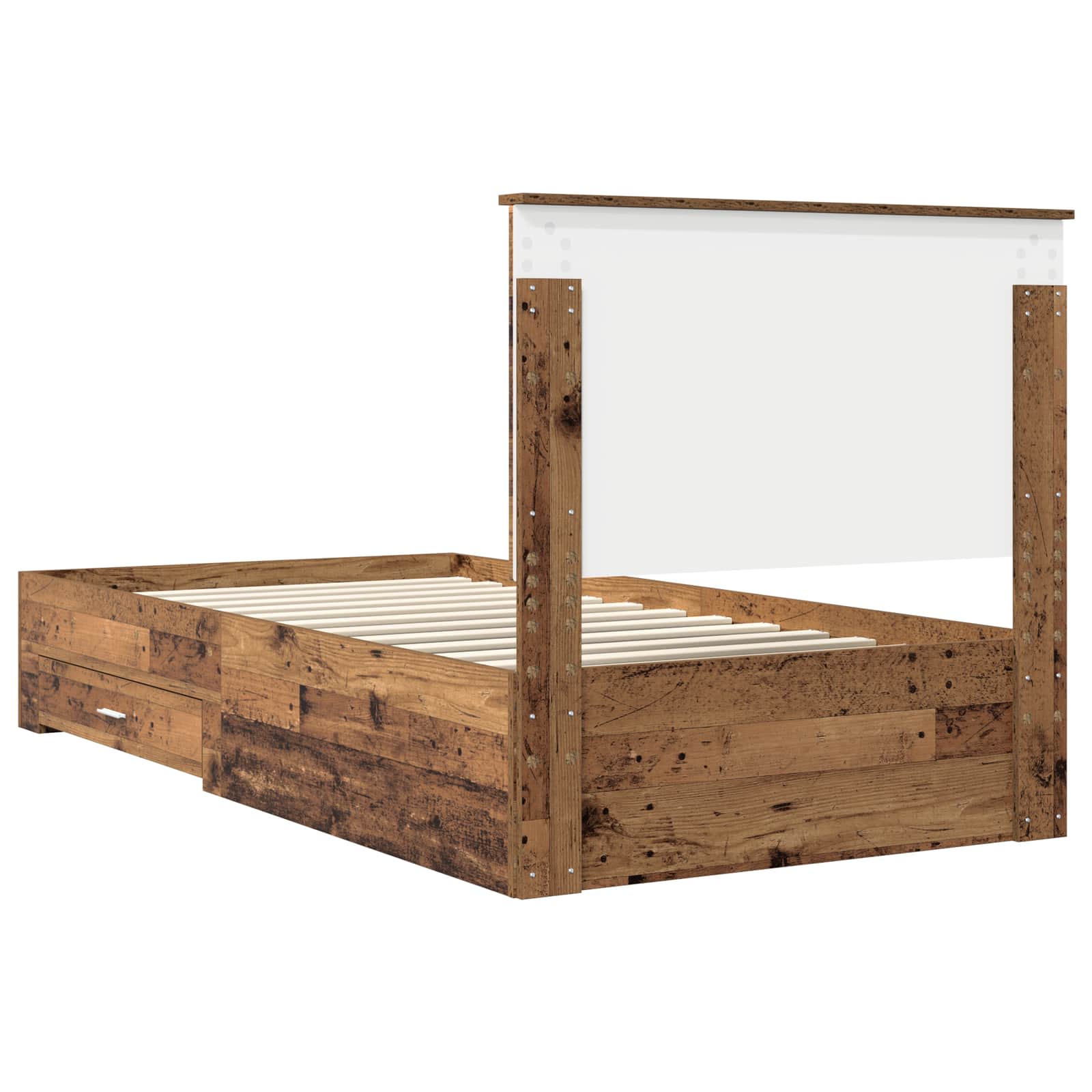Bedframe met hoofdeinde Oudhout 100 x 200 cm Bewerkt hout