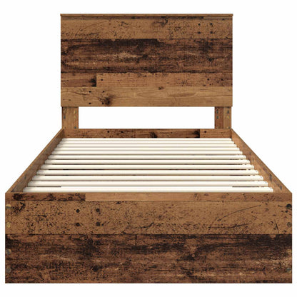 Bedframe met hoofdeinde Oudhout 100 x 200 cm Bewerkt hout