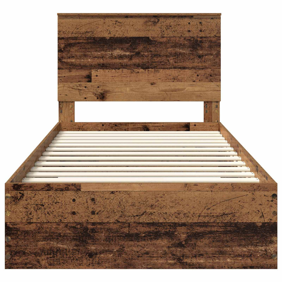 Bedframe met hoofdeinde Oudhout 100 x 200 cm Bewerkt hout
