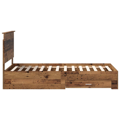 Bedframe met hoofdeinde Oudhout 100 x 200 cm Bewerkt hout