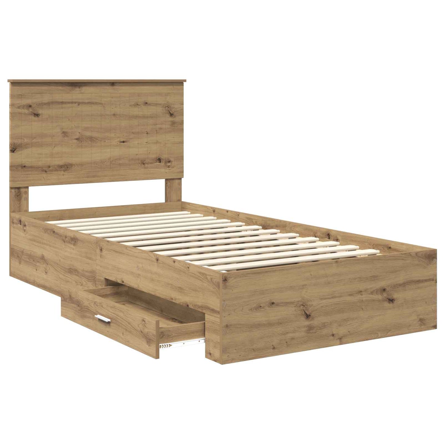 Bedframe met hoofdeinde Artisan Eiken 100 x 200 cm Bewerkt hout