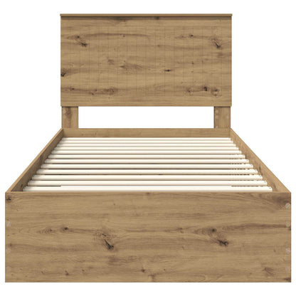Bedframe met hoofdeinde Artisan Eiken 100 x 200 cm Bewerkt hout
