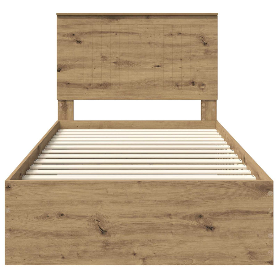 Bedframe met hoofdeinde Artisan Eiken 100 x 200 cm Bewerkt hout