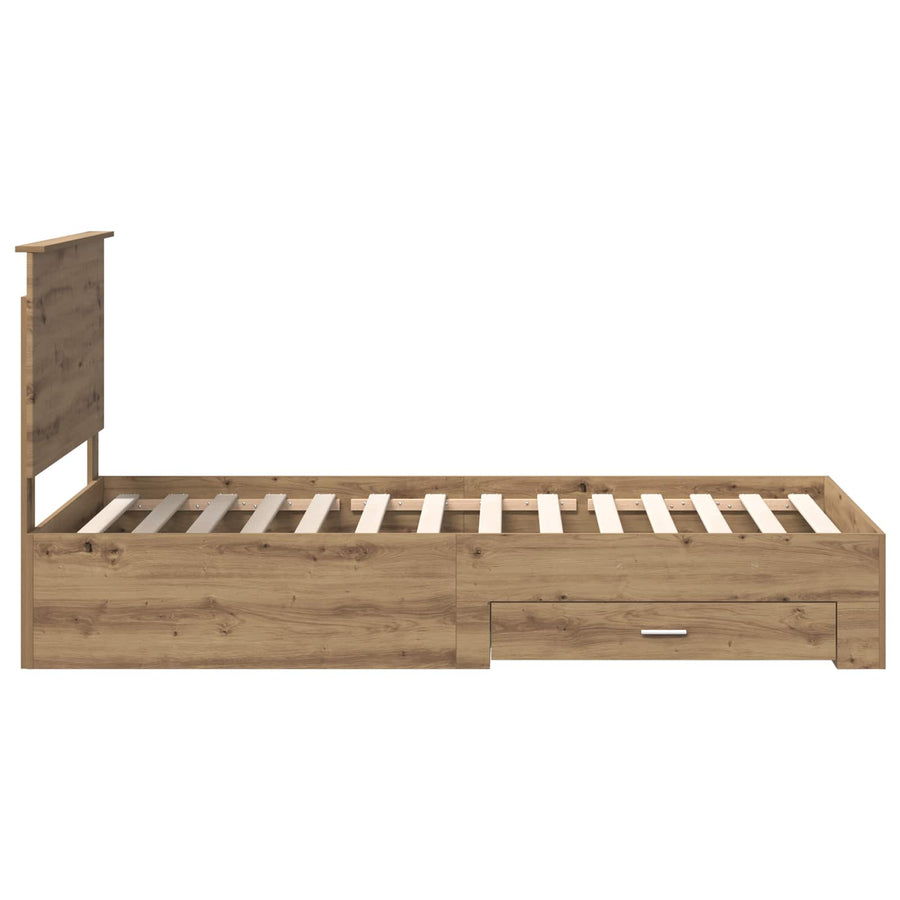 Bedframe met hoofdeinde Artisan Eiken 100 x 200 cm Bewerkt hout