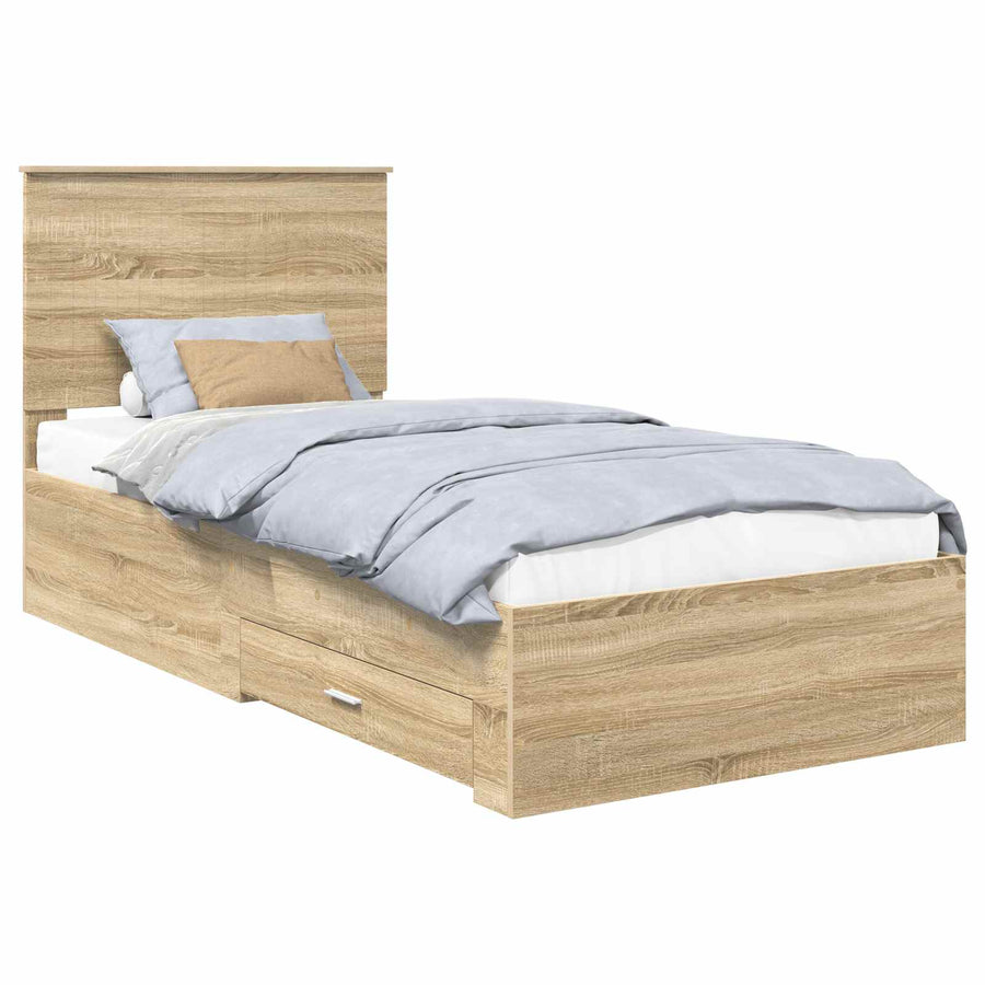 Bedframe met hoofdeinde Sonoma Eiken 90 x 200 cm Bewerkt hout