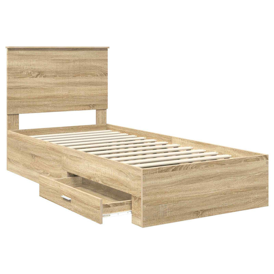 Bedframe met hoofdeinde Sonoma Eiken 90 x 200 cm Bewerkt hout