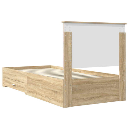 Bedframe met hoofdeinde Sonoma Eiken 90 x 200 cm Bewerkt hout
