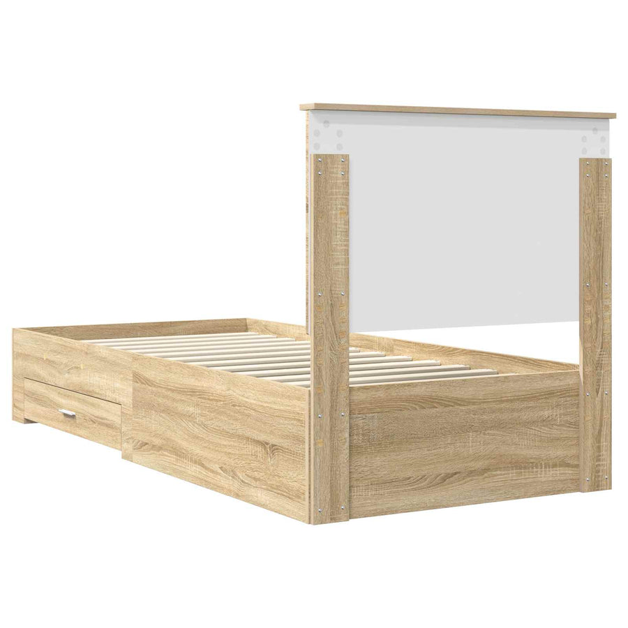 Bedframe met hoofdeinde Sonoma Eiken 90 x 200 cm Bewerkt hout