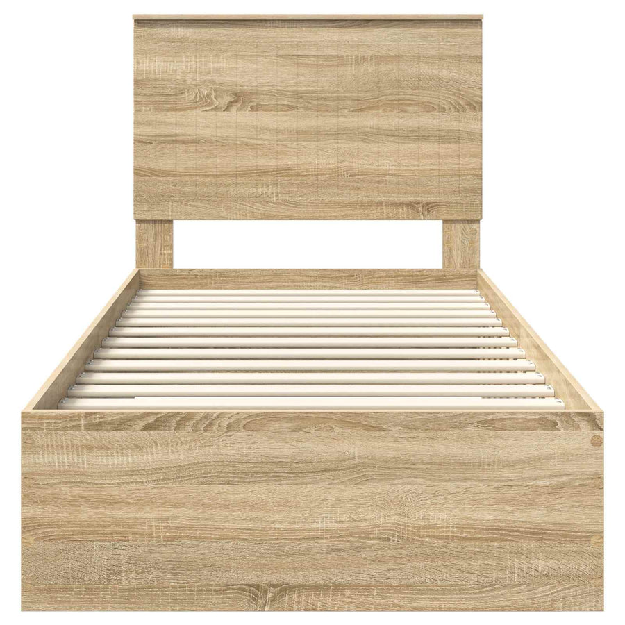 Bedframe met hoofdeinde Sonoma Eiken 90 x 200 cm Bewerkt hout