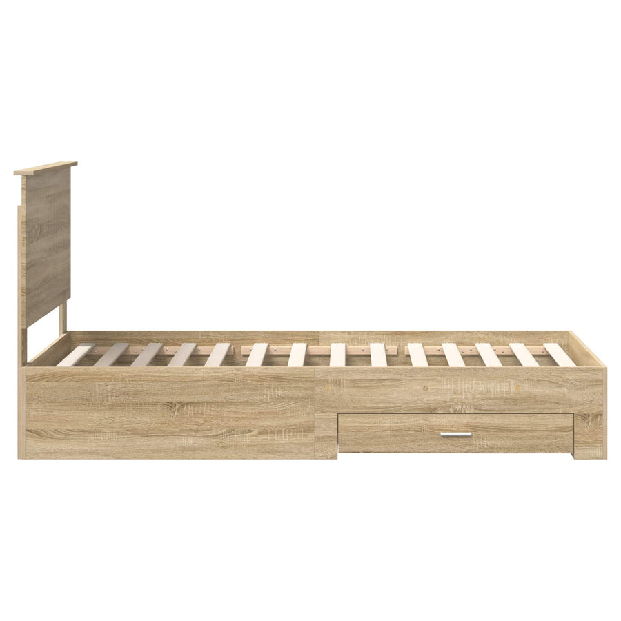 Bedframe met hoofdeinde Sonoma Eiken 90 x 200 cm Bewerkt hout