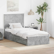 Bedframe met hoofdeinde beton grijs 90x200 cm