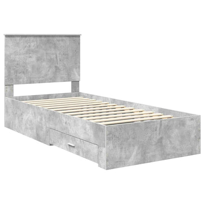 Bedframe met hoofdeinde Beton Grijs 90 x 200 cm Bewerkt hout