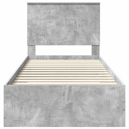 Bedframe met hoofdeinde Beton Grijs 90 x 200 cm Bewerkt hout