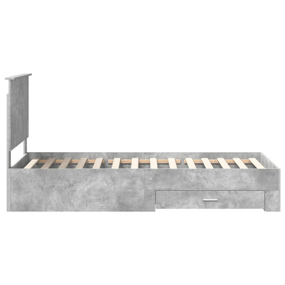 Bedframe met hoofdeinde Beton Grijs 90 x 200 cm Bewerkt hout