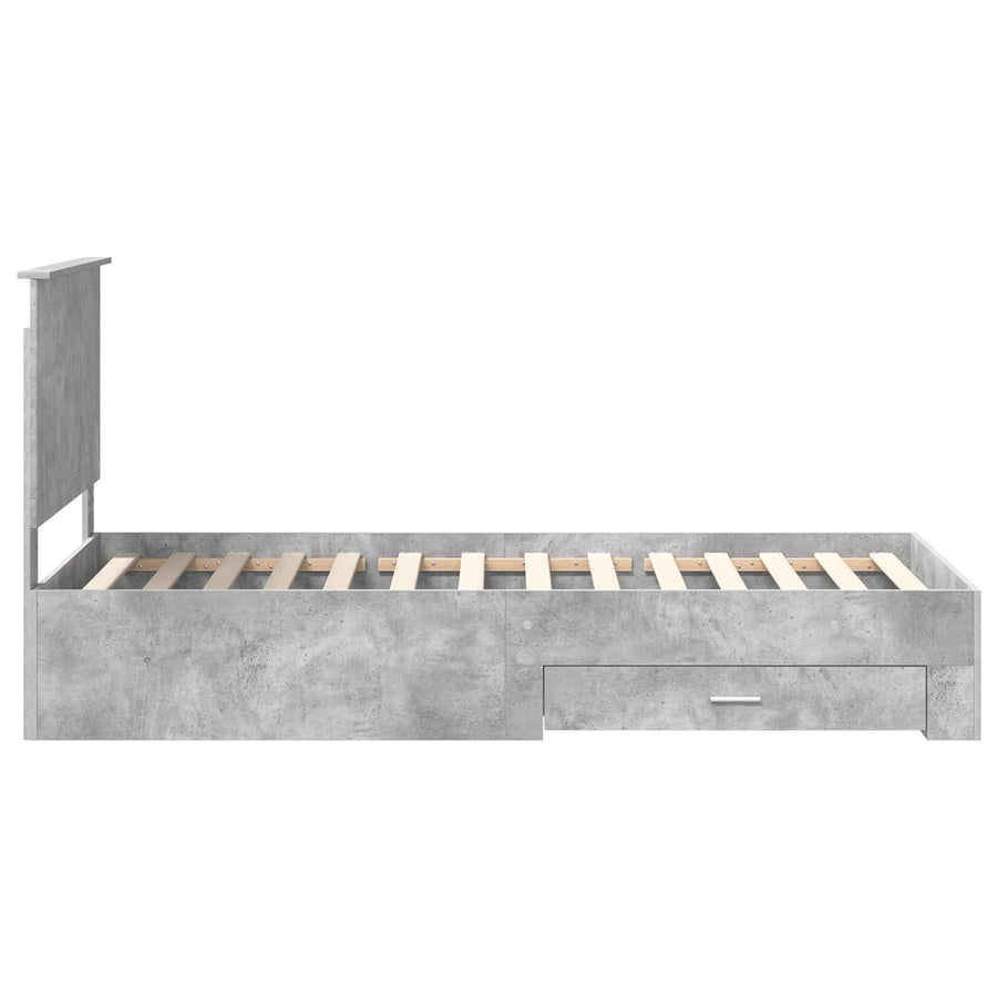 Bedframe met hoofdeinde Beton Grijs 90 x 200 cm Bewerkt hout