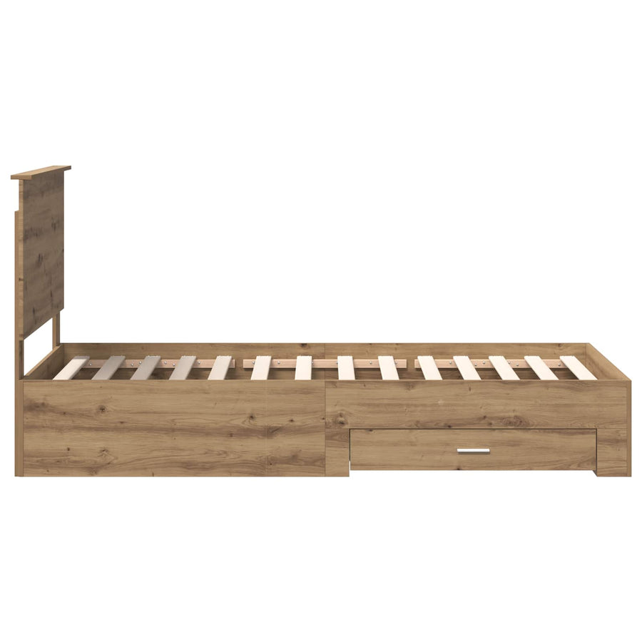 Bedframe met hoofdeinde Artisan Eiken 90 x 200 cm Bewerkt hout