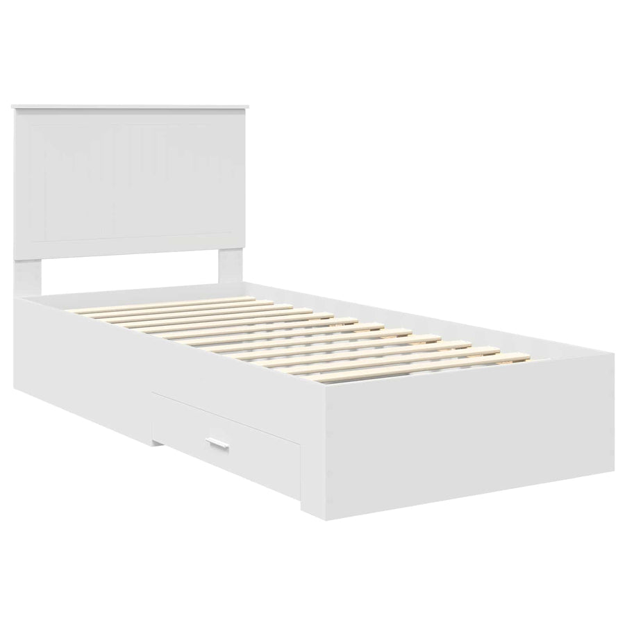 Bedframe met hoofdeinde met lade Wit 90 x 190 cm Bewerkt hout