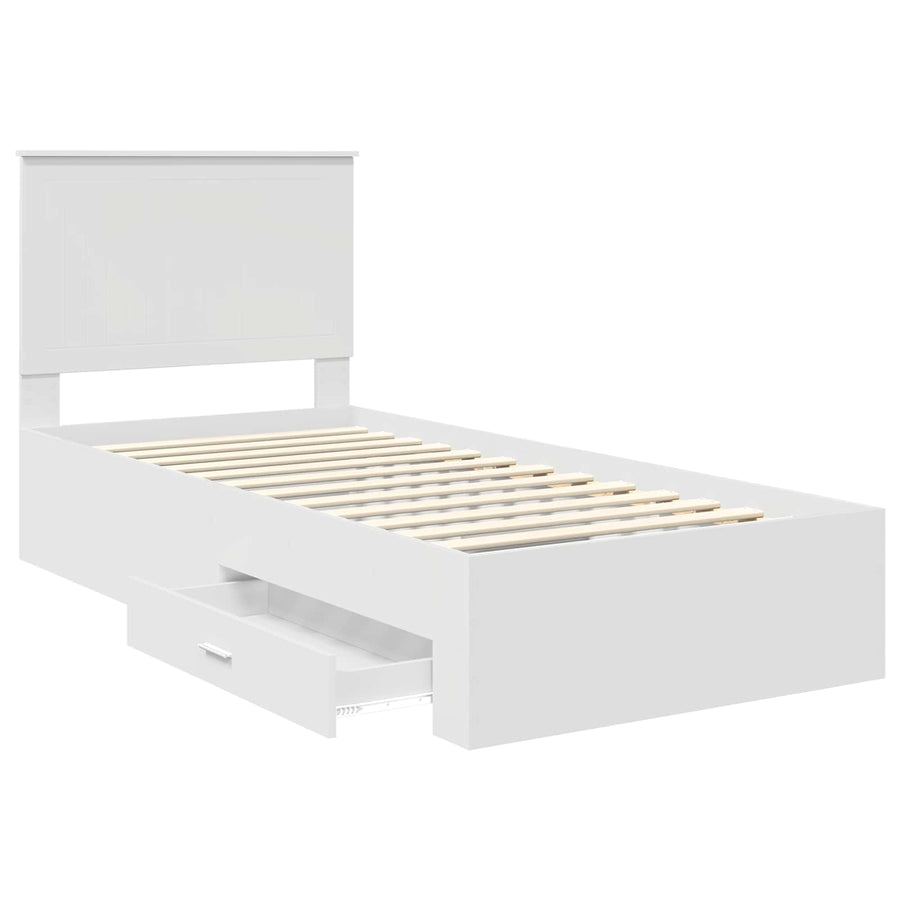 Bedframe met hoofdeinde met lade Wit 90 x 190 cm Bewerkt hout