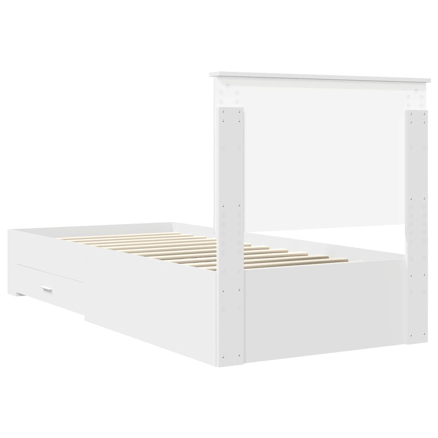 Bedframe met hoofdeinde met lade Wit 90 x 190 cm Bewerkt hout