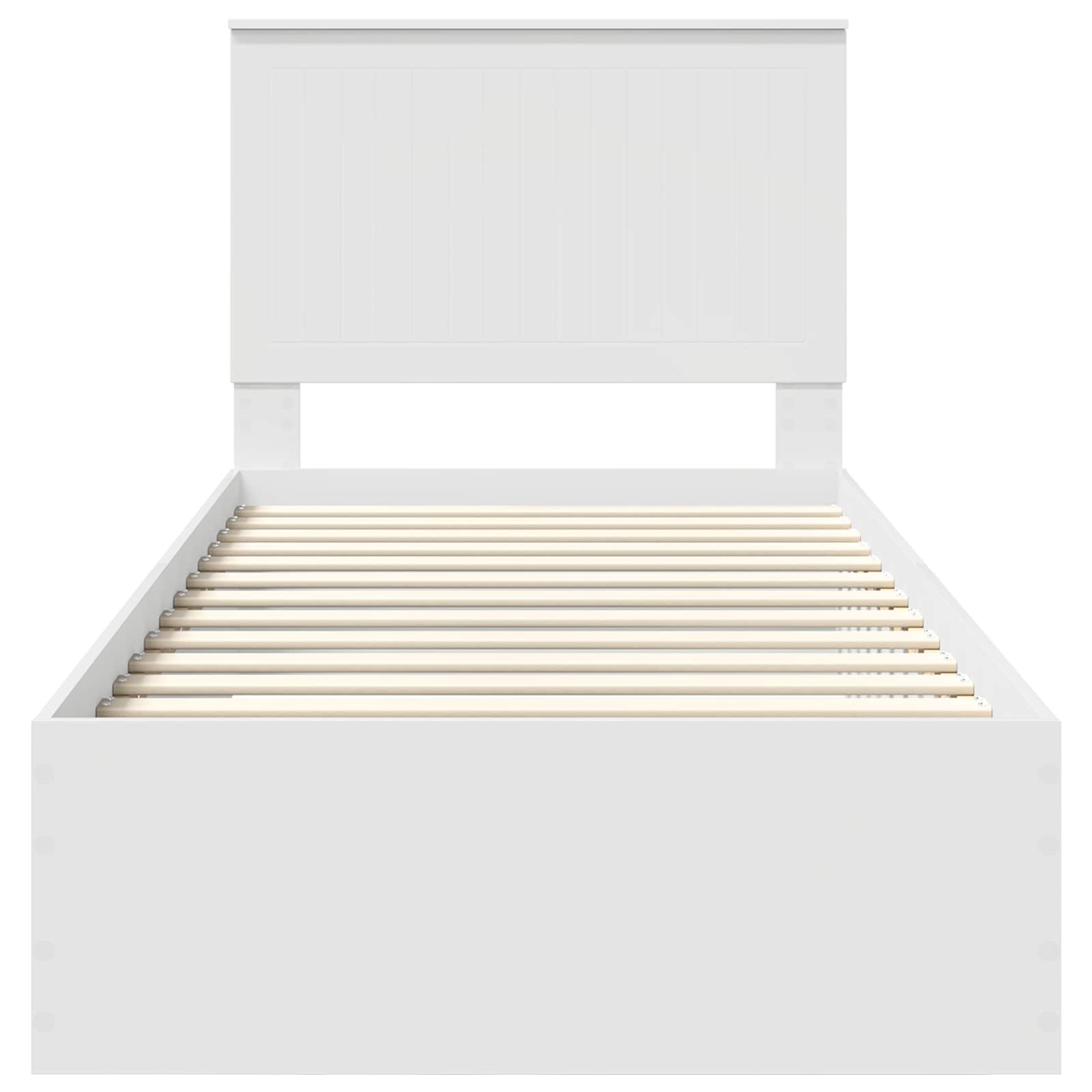 Bedframe met hoofdeinde met lade Wit 90 x 190 cm Bewerkt hout