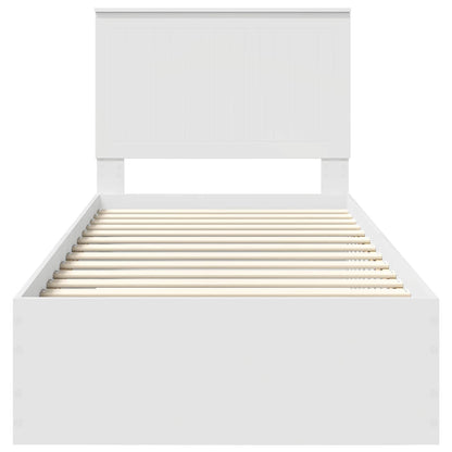 Bedframe met hoofdeinde met lade Wit 90 x 190 cm Bewerkt hout