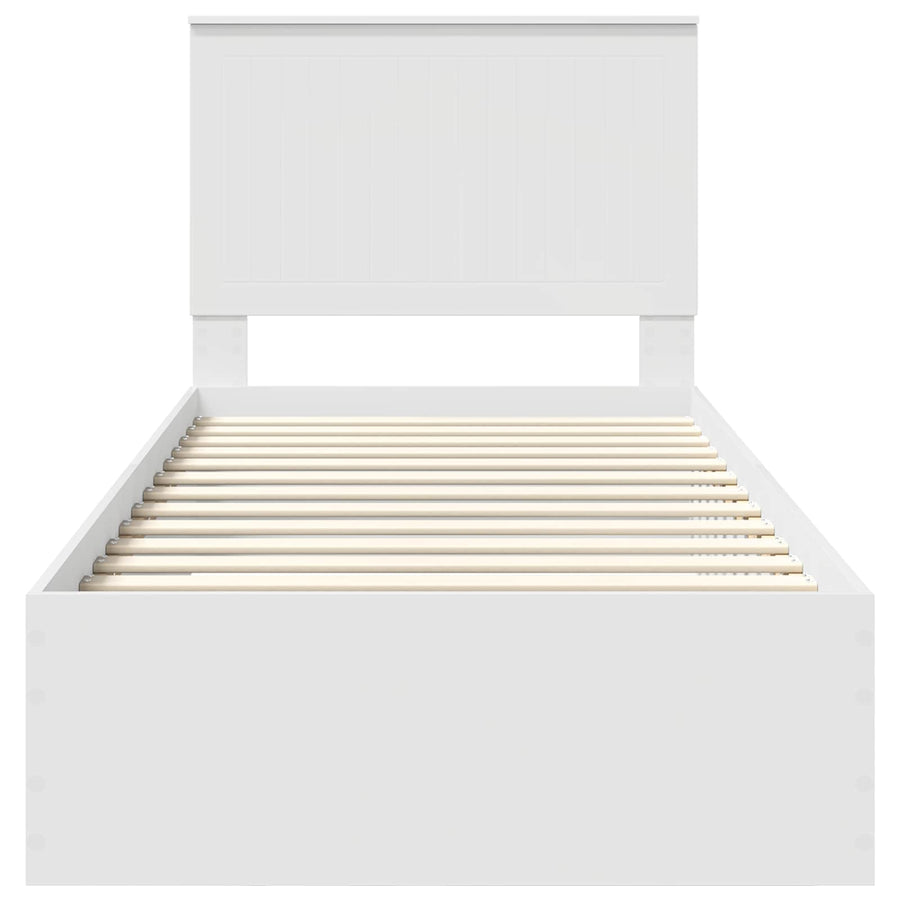 Bedframe met hoofdeinde met lade Wit 90 x 190 cm Bewerkt hout