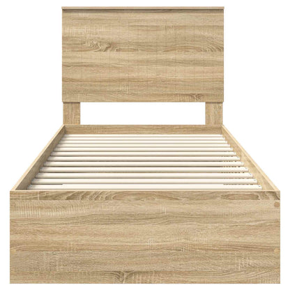 Bedframe met hoofdeinde Sonoma Eiken 90 x 190 cm Bewerkt hout
