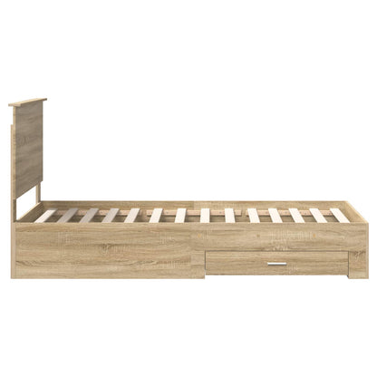 Bedframe met hoofdeinde Sonoma Eiken 90 x 190 cm Bewerkt hout