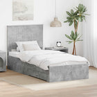 Bed frame with headboard Concrete Grey 90 x 190 cm Engineered wood