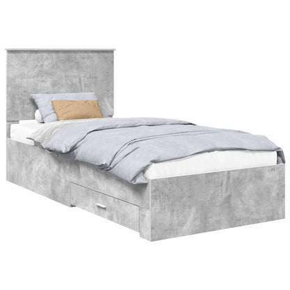 Bedframe met hoofdeinde Beton Grijs 90 x 190 cm Bewerkt hout