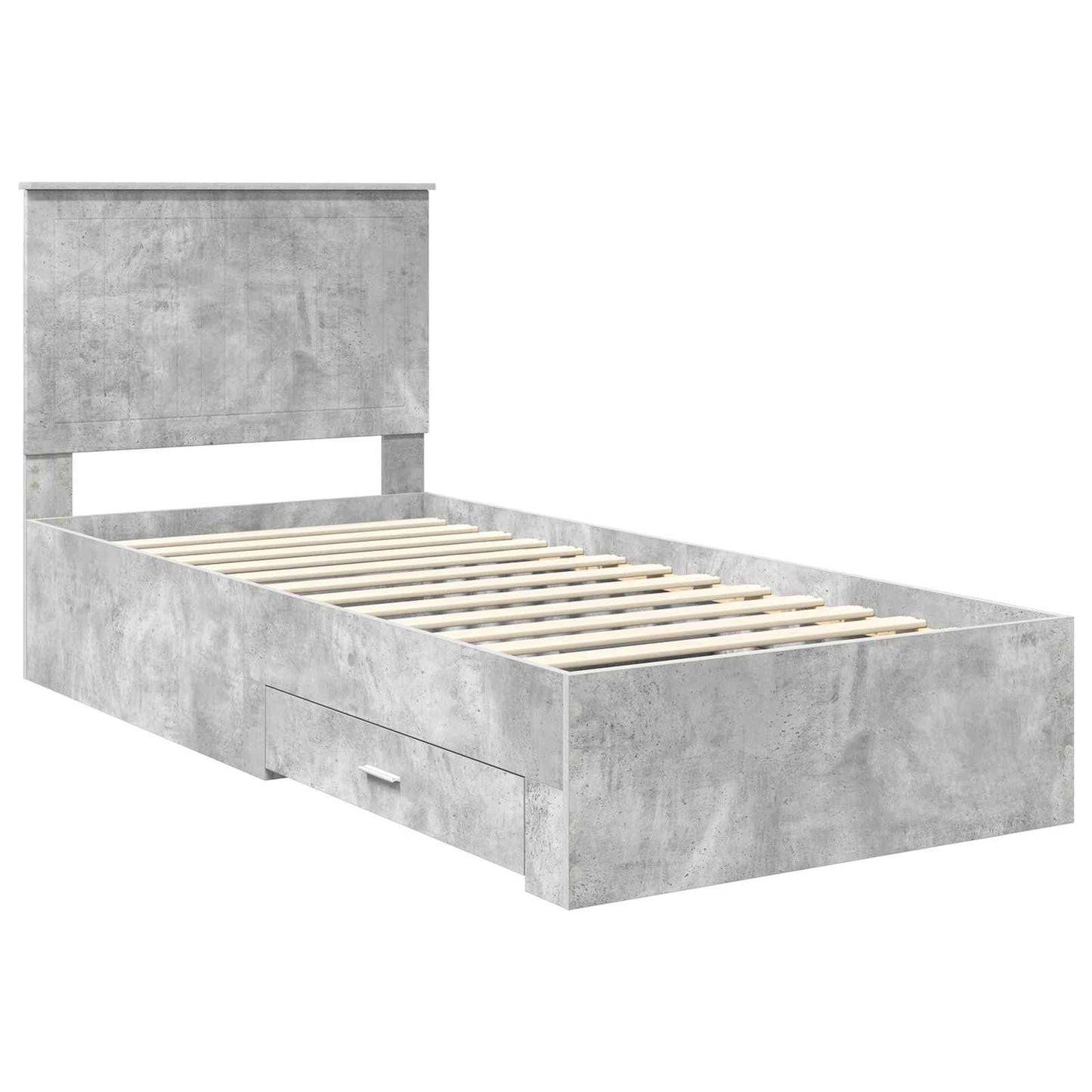 Bedframe met hoofdeinde Beton Grijs 90 x 190 cm Bewerkt hout