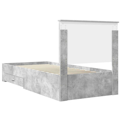 Bedframe met hoofdeinde Beton Grijs 90 x 190 cm Bewerkt hout