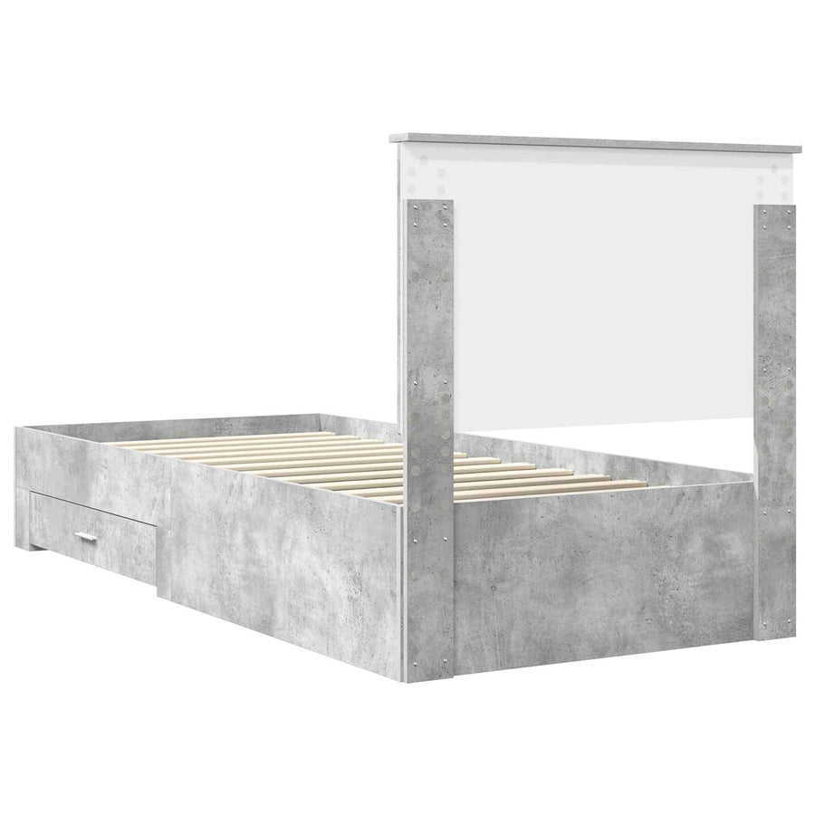 Bedframe met hoofdeinde Beton Grijs 90 x 190 cm Bewerkt hout