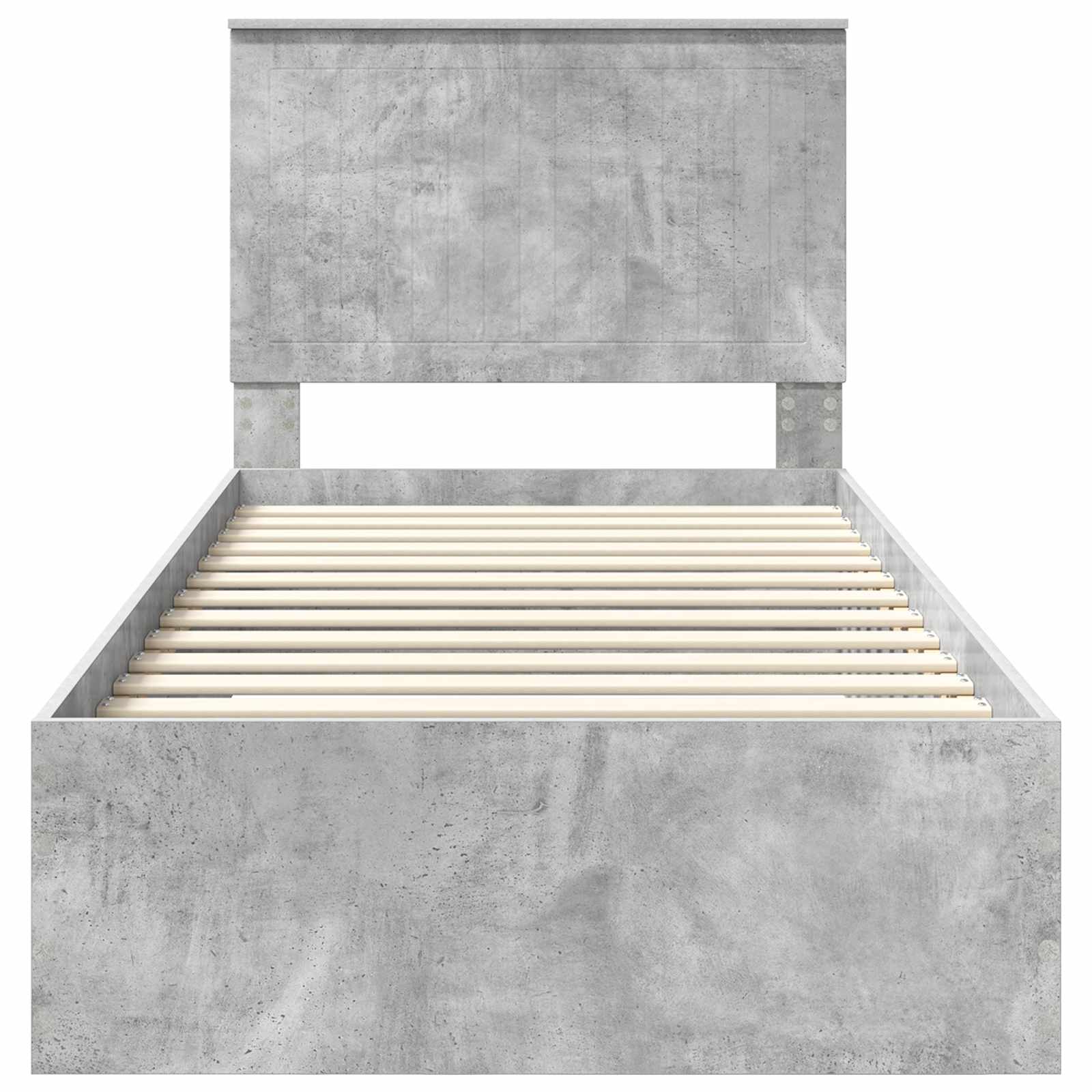 Bedframe met hoofdeinde Beton Grijs 90 x 190 cm Bewerkt hout
