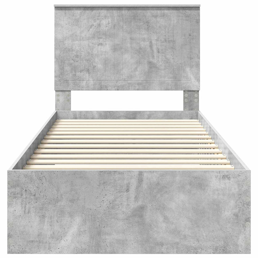 Bedframe met hoofdeinde Beton Grijs 90 x 190 cm Bewerkt hout