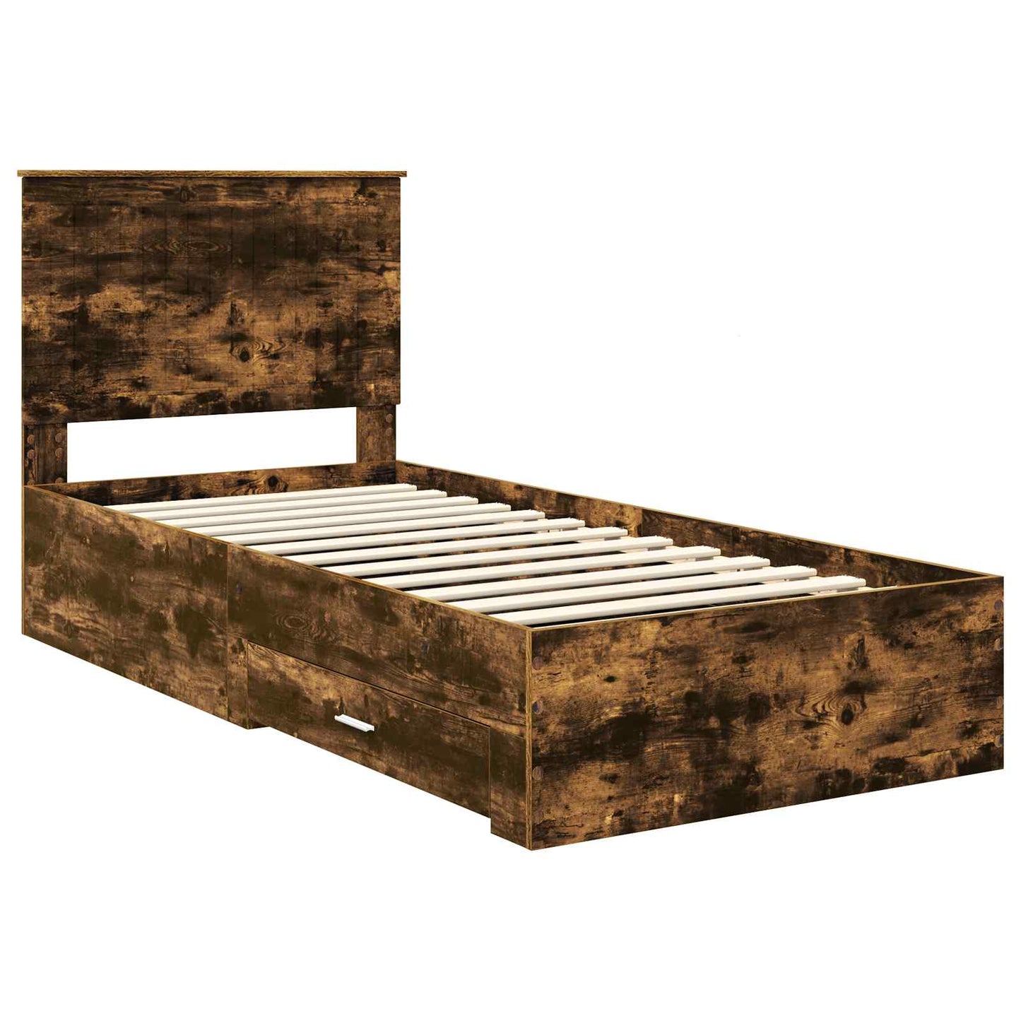 Bedframe met hoofdeinde Gerookt eiken 90 x 190 cm Bewerkt hout