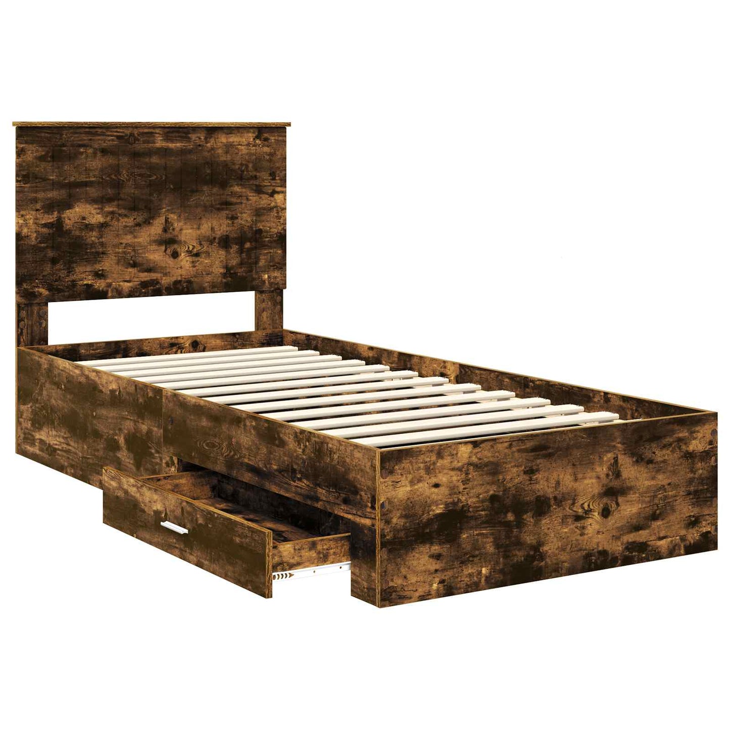Bedframe met hoofdeinde Gerookt eiken 90 x 190 cm Bewerkt hout