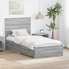Bed frame with headboard Grey Sonoma 90 x 190 cm Engineered wood