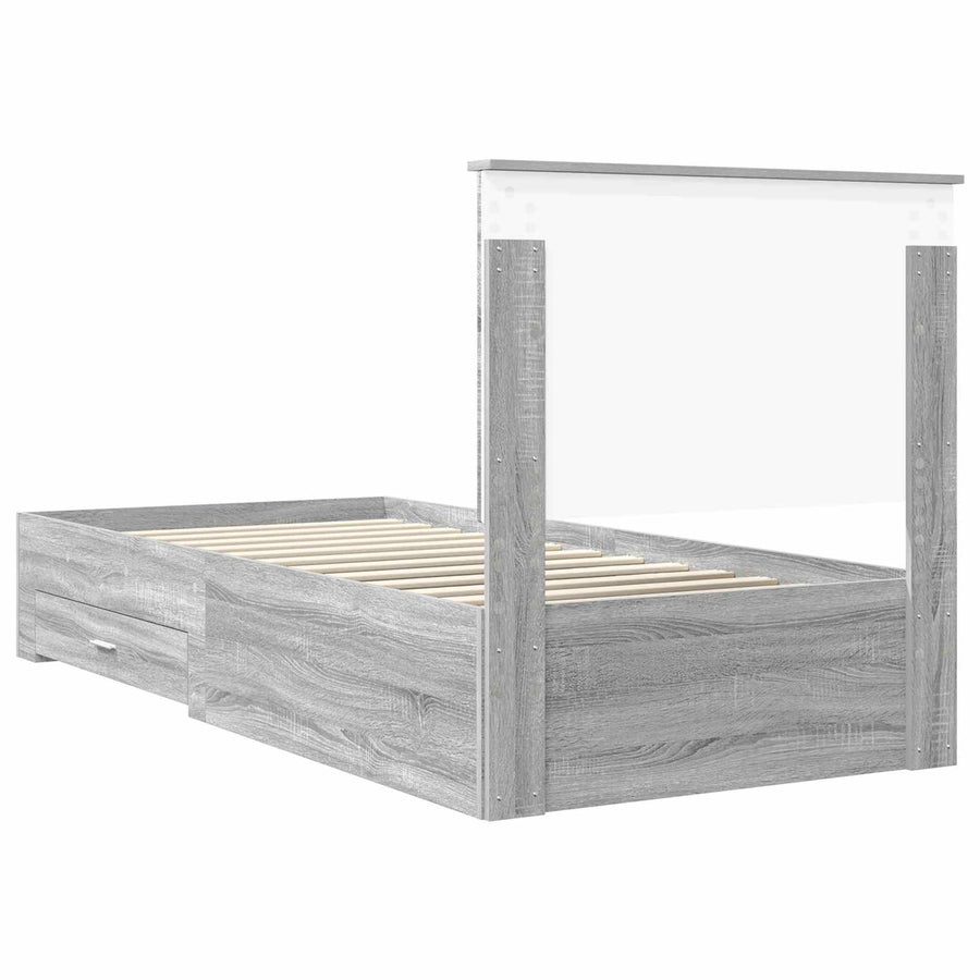 Bedframe met hoofdeinde Grijs Sonoma 90 x 190 cm Bewerkt hout