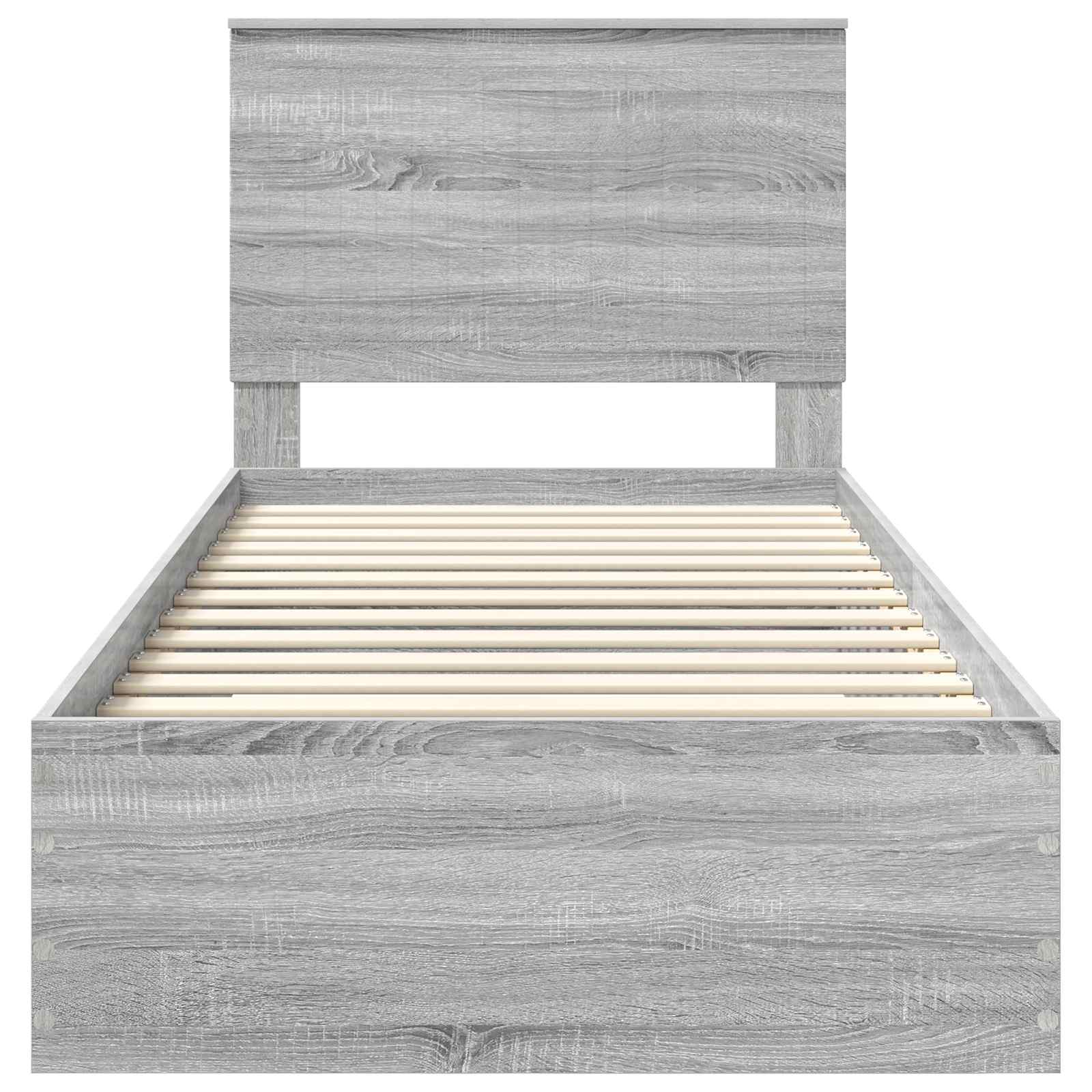Bedframe met hoofdeinde Grijs Sonoma 90 x 190 cm Bewerkt hout