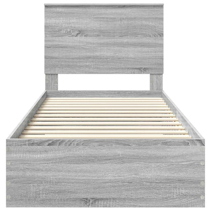 Bedframe met hoofdeinde Grijs Sonoma 90 x 190 cm Bewerkt hout