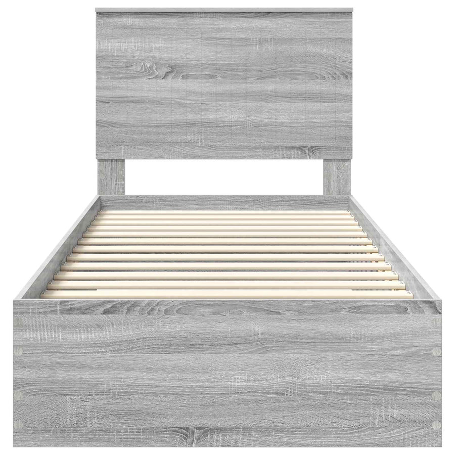 Bedframe met hoofdeinde Grijs Sonoma 90 x 190 cm Bewerkt hout