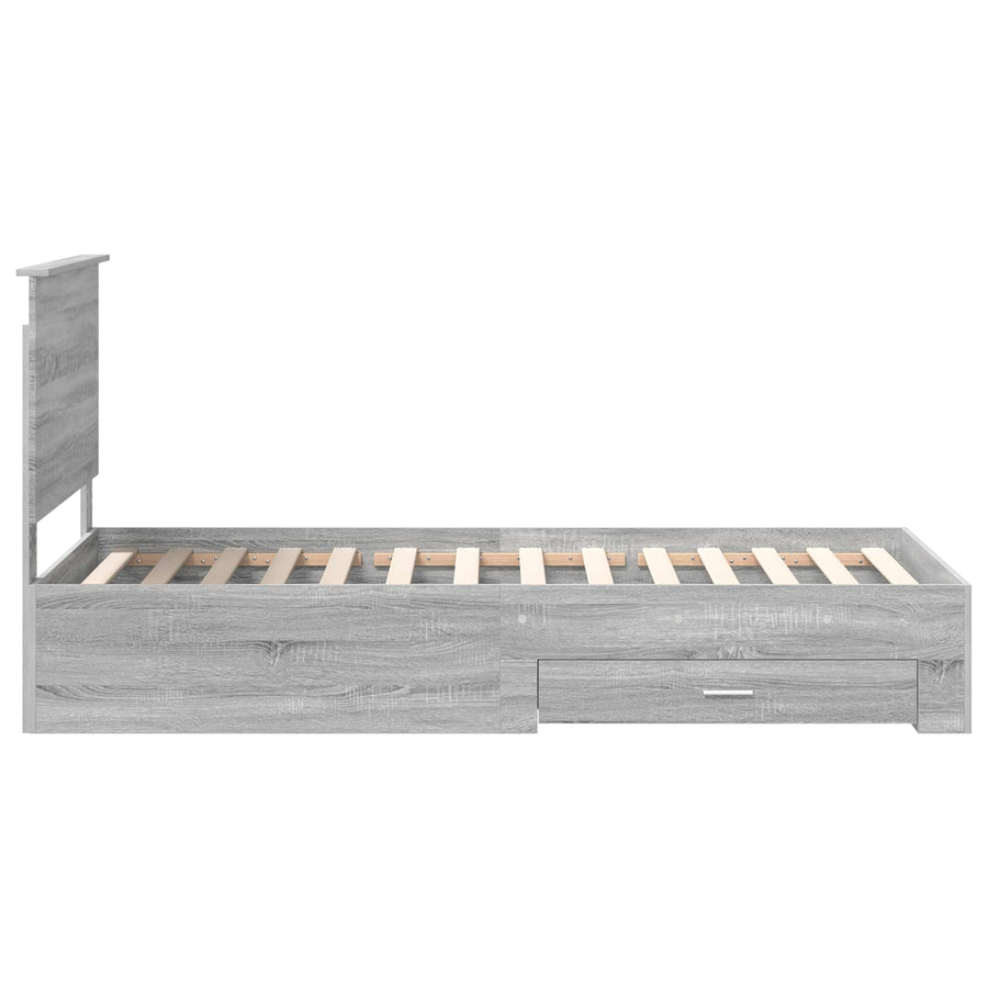 Bedframe met hoofdeinde Grijs Sonoma 90 x 190 cm Bewerkt hout