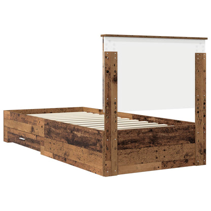 Bedframe met hoofdeinde Oudhout 90 x 190 cm Bewerkt hout
