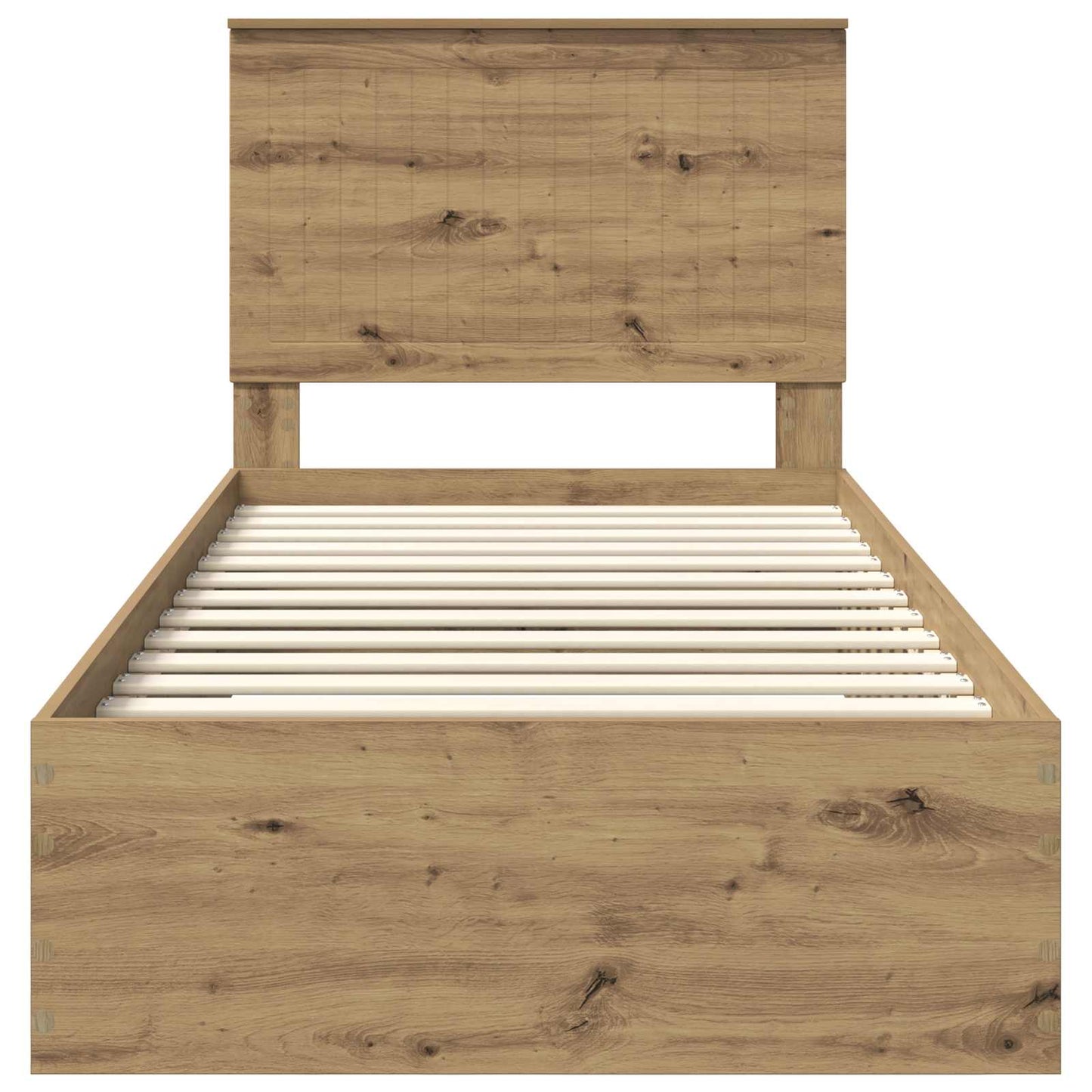 Bedframe met hoofdeinde Artisan Eiken 90 x 190 cm Bewerkt hout