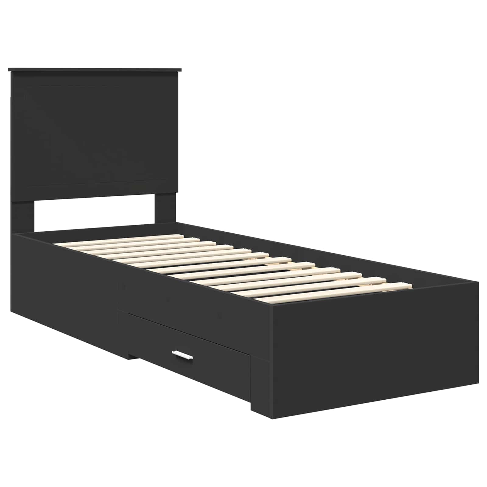 Bedframe met lade Zwart en Zilver 75 x 190 cm Bewerkt hout
